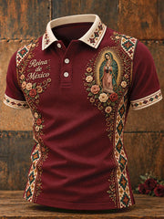 Men's Mexico Our Lady Guadalupe Art Printed Casual Tops