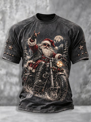 Men's Heavy Metal Rock Christmas Print T-shirt