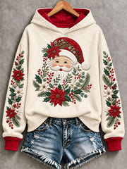 Women's Santa Print Casual Hoodie