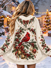 Women's Christmas Printed Zip-Up Hoodie