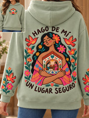 Women's Mexicano Saying Art Printed Hoodie