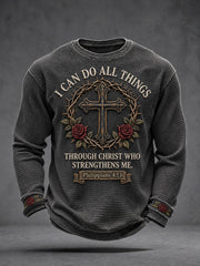 Men’s I Can Do All Things Through Christ Who Strengthens Me Waffle T-Shirt