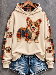 Women's Patchwork-style Dog print Regular Sweatshirt