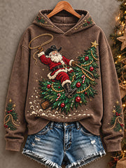 Women's Western Style Merry Christmas Art Printed Hoodie