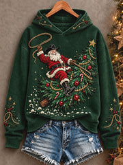 Women's Western Style Merry Christmas Art Printed Hoodie