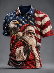 Men's Patriotic Christmas Short Sleeve Shirt