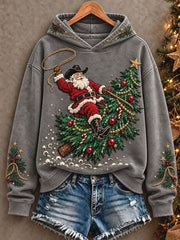 Women's Western Style Merry Christmas Art Printed Hoodie
