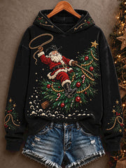 Women's Western Style Merry Christmas Art Printed Hoodie