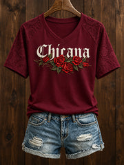 Women's Mexico Chicana Art Printed T-shirt