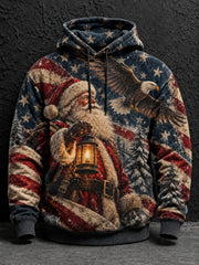Men's American Flag Christmas Printed Hoodie