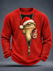 Men's Christmas Funny Art Print Waffle Long Sleeve T-Shirt