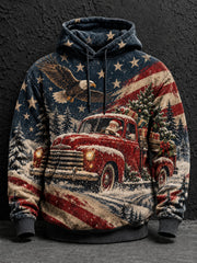 Men's American Flag Christmas Printed Hoodie
