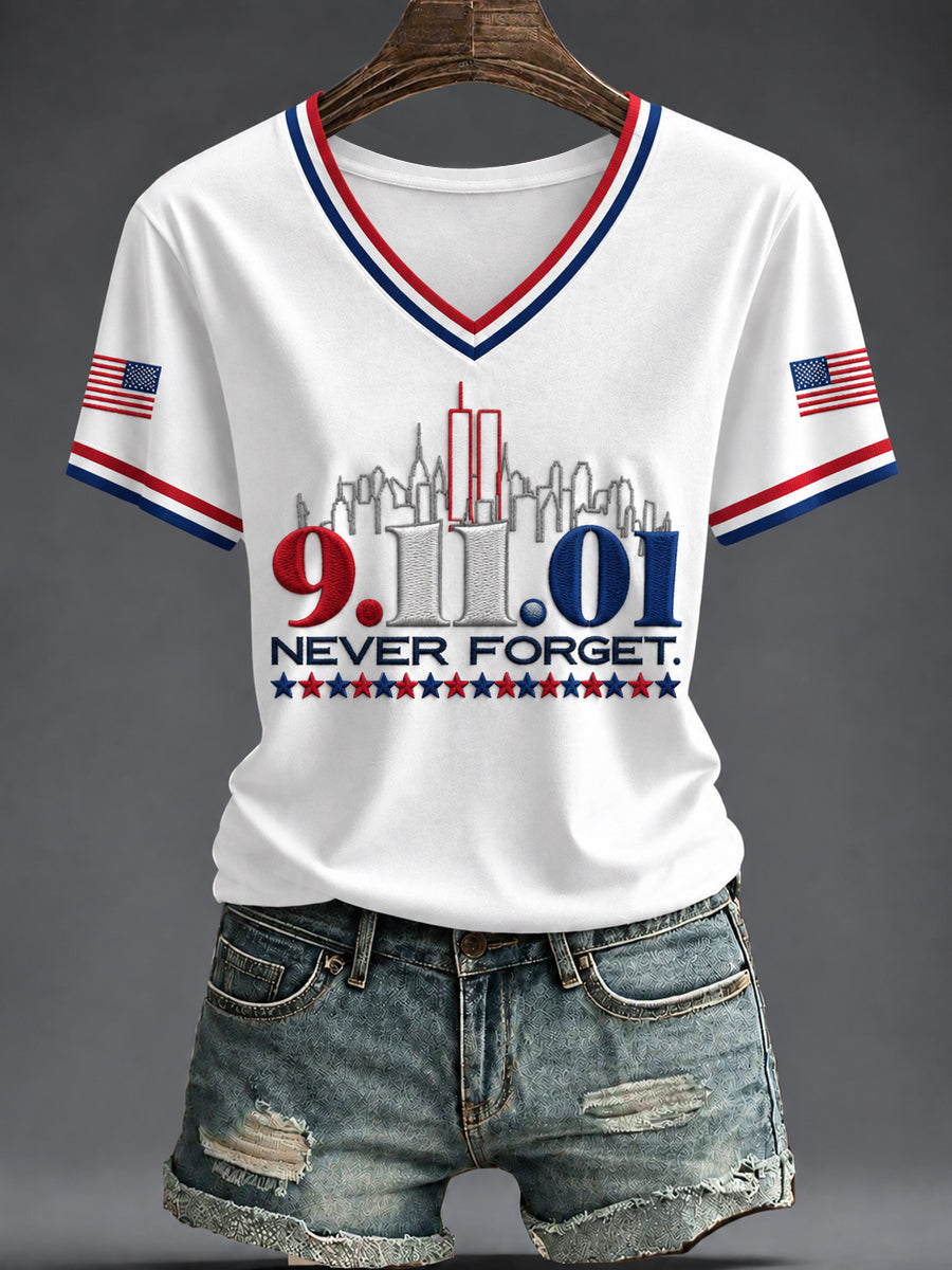 Women's America Printed V-neck T-shirt