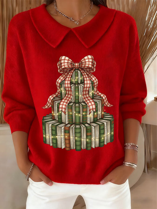 Women's Christmas Inspired Book Art Print Cozy Top