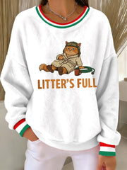 Women's Christmas Funny Cat Print Casual Sweatshirt