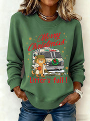 Women's Christmas Funny Cat Print Casual Sweatshirt