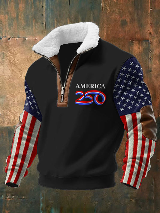 Men's 250th Anniversary Plush Stand Collar Sweatshirt