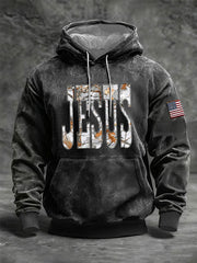 Men's Jesus Oversized Drop-Shoulder Hoodie with Pockets