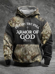 Men's Put On The Full Armor Of God Camouflage Hoodie With Pockets