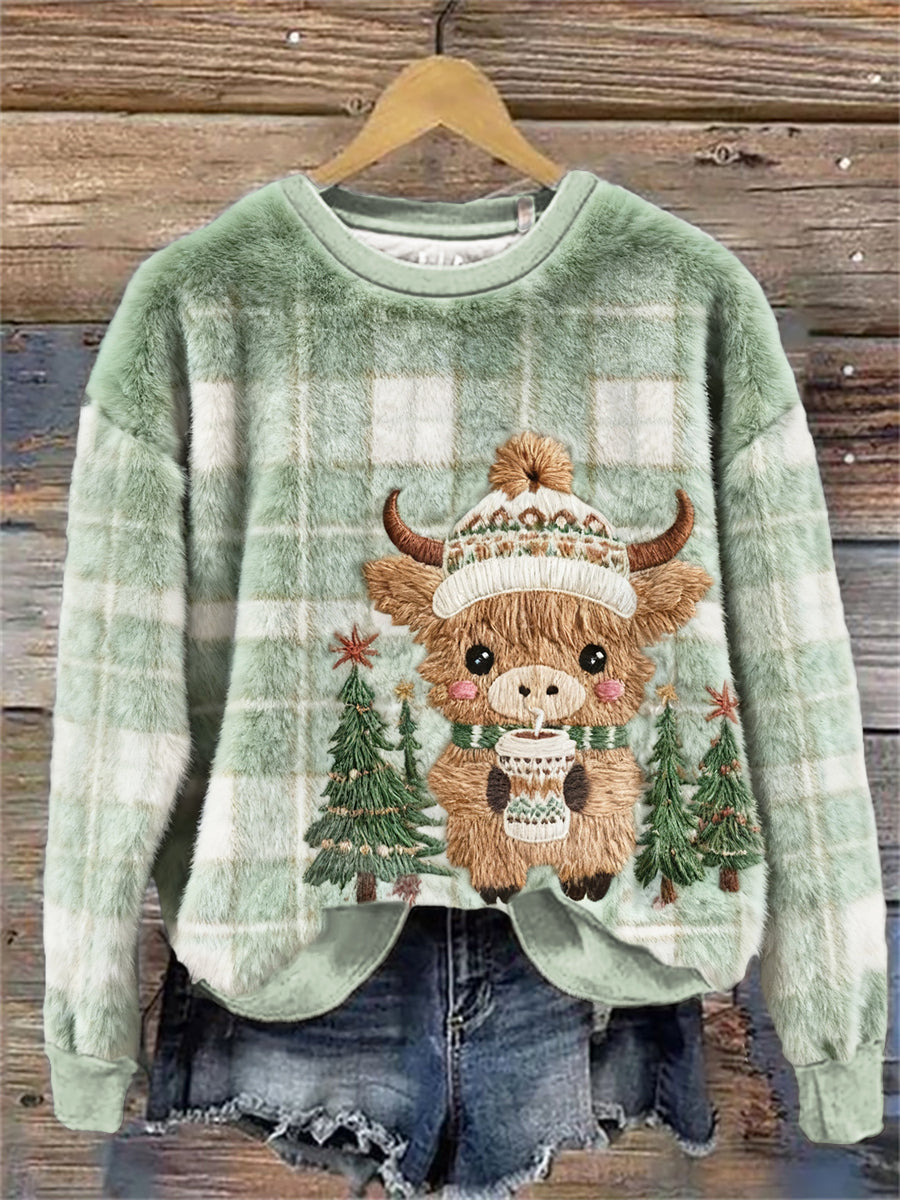 Women's Cute Cow Art Flannel Top