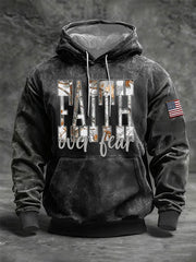 Men's Faith Over Fear Oversized Drop-Shoulder Hoodie with Pockets