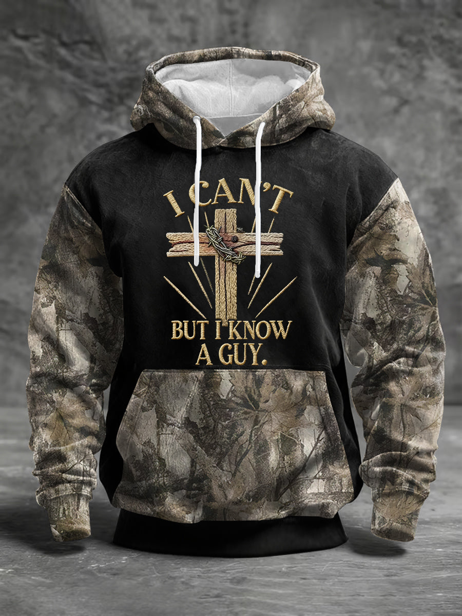 Men's I Can't But I Know A Guy Forest Camouflage Print Casual Hoodie