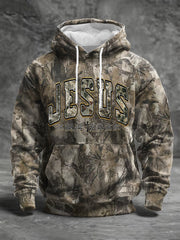 Men's Jesus The Way The Truth The Life Forest Camouflage Print Casual Hoodie