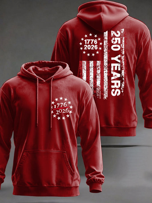 Men's 250 Years Printed Casual Hoodie