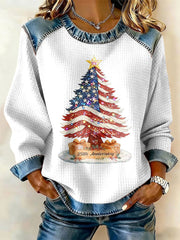 Women's 250th Anniversary Christmas Tree Print Casual Top