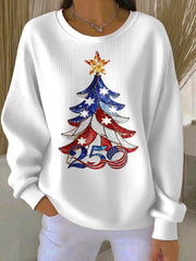 Women's 250th Anniversary Christmas Tree Print Casual Top