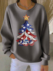 Women's 250th Anniversary Christmas Tree Print Casual Top