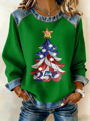 Women's 250th Anniversary Christmas Tree Print Casual Top