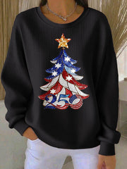 Women's 250th Anniversary Christmas Tree Print Casual Top