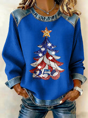 Women's 250th Anniversary Christmas Tree Print Casual Top