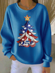 Women's 250th Anniversary Christmas Tree Print Casual Top