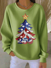 Women's 250th Anniversary Christmas Tree Print Casual Top
