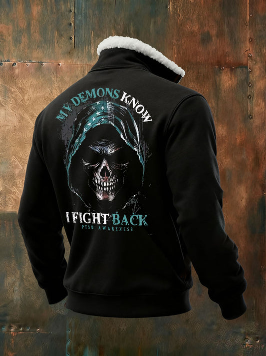 Men's Funny PTSD Awareness Veteran Printed Sweatshirt