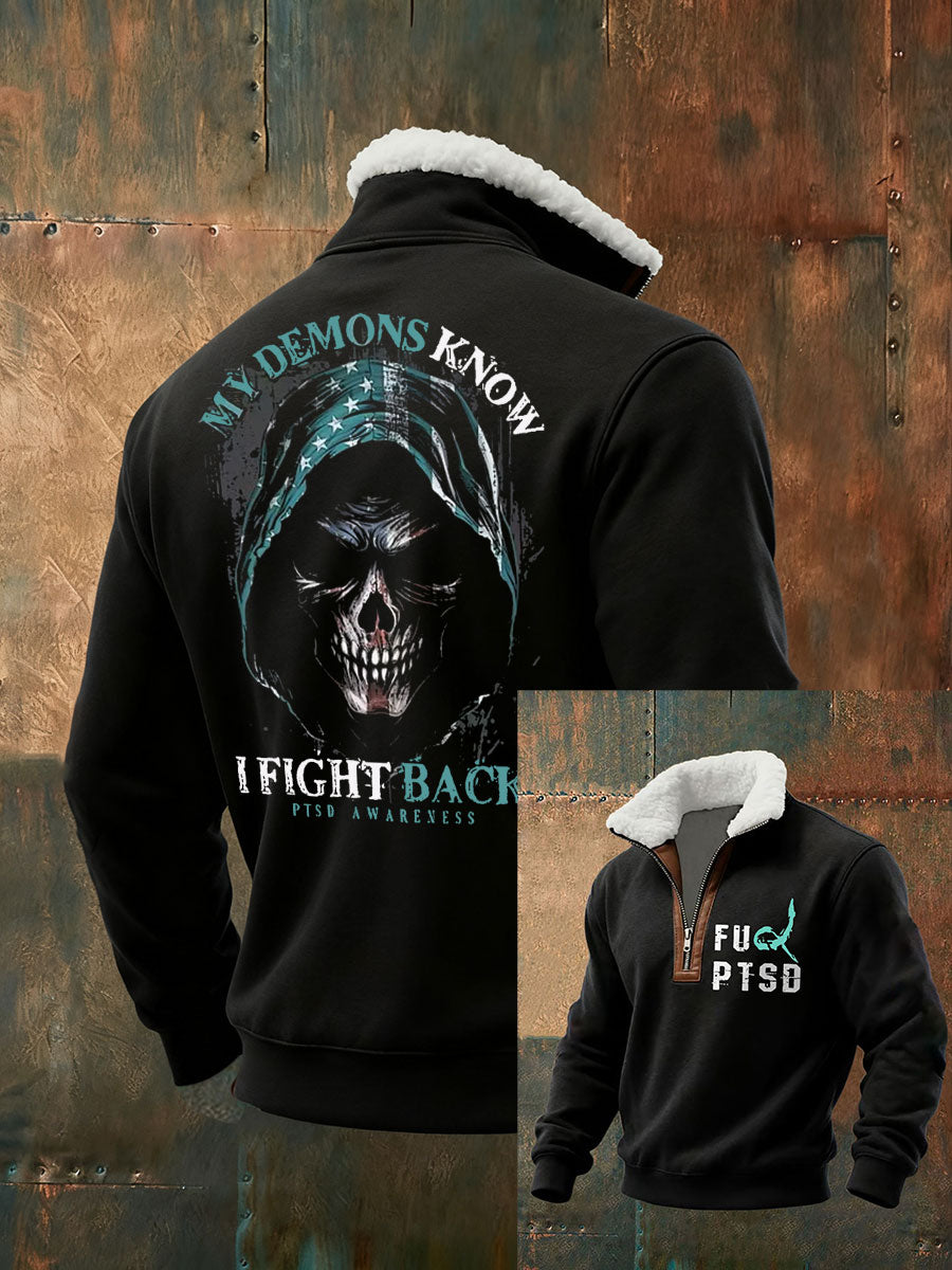 Men's Funny PTSD Awareness Veteran Printed Sweatshirt