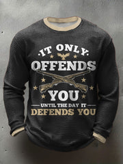 Men's Funny Pew Veteran Printed Waffle Tops