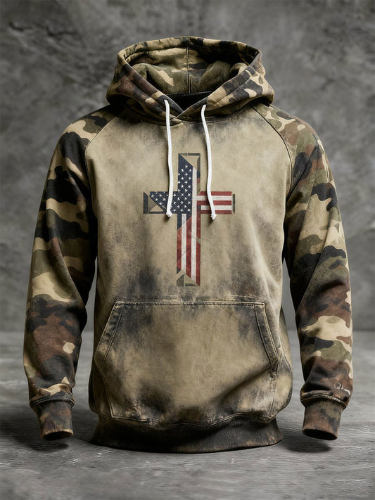 Men's Vintage Faith American Flag Hoodie