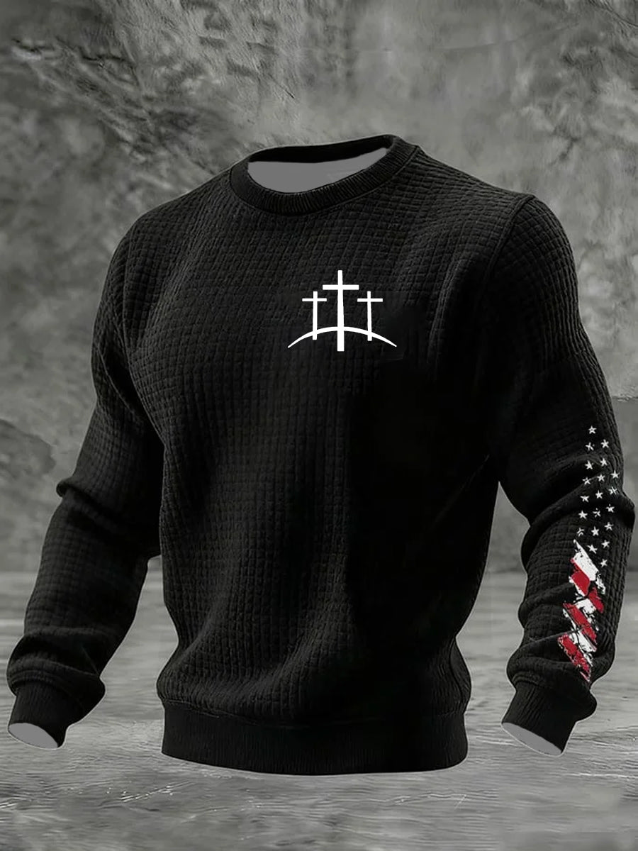 Men's Faith Cross Checkered Cotton Hoodie