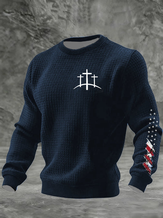 Men's Faith Cross Checkered Cotton Hoodie