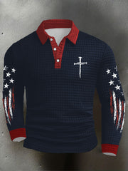 Men's Faith Cross Print  Long-Sleeve  Shirt