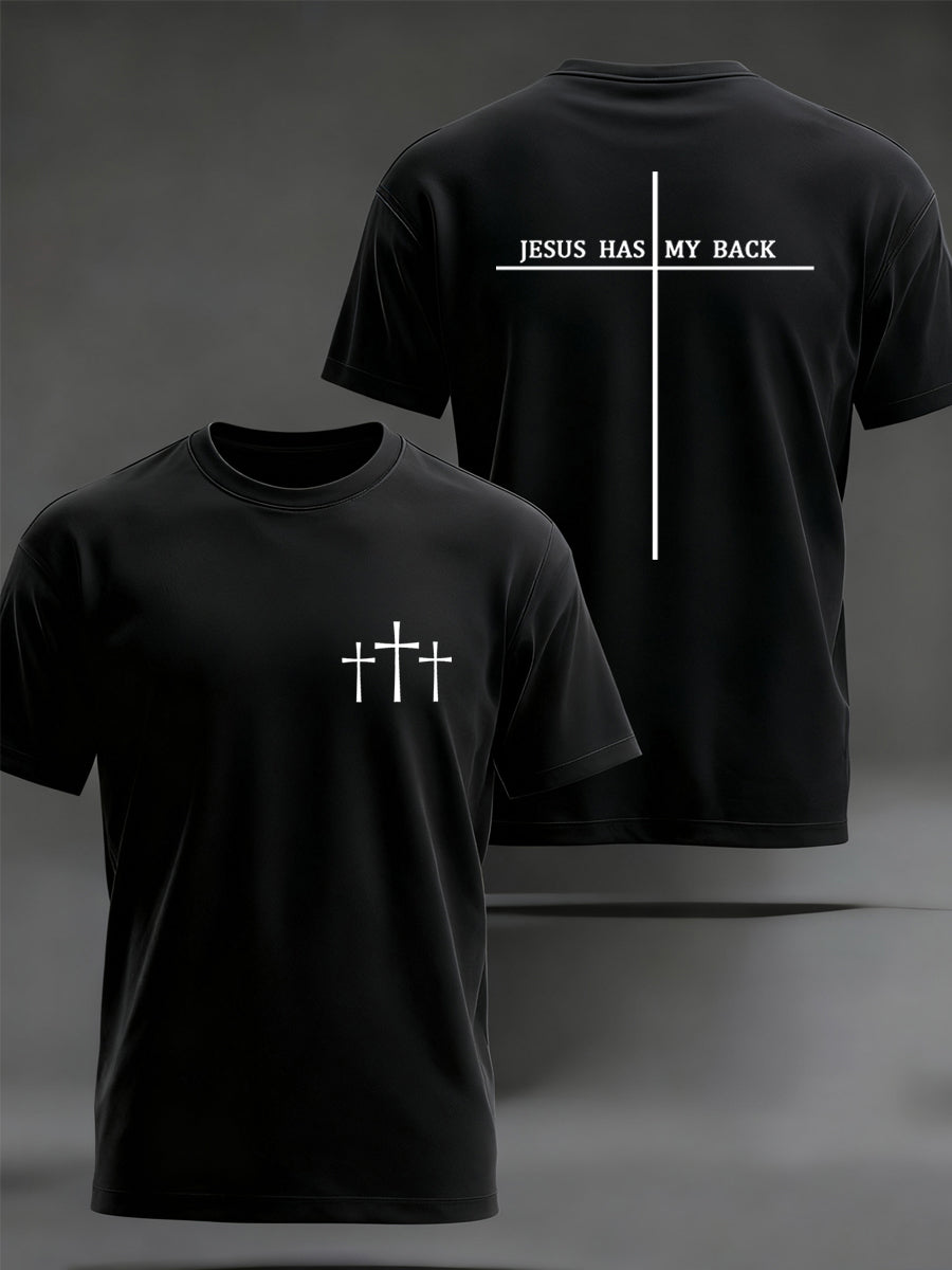 Men's Jesus Has My Back Cross Faith Tee