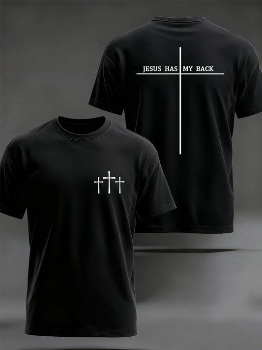 Men's Jesus Has My Back Cross Faith Tee