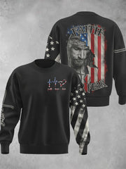Men's Faith Over Fear Jesus Crack Flag Christian Sweatshirt