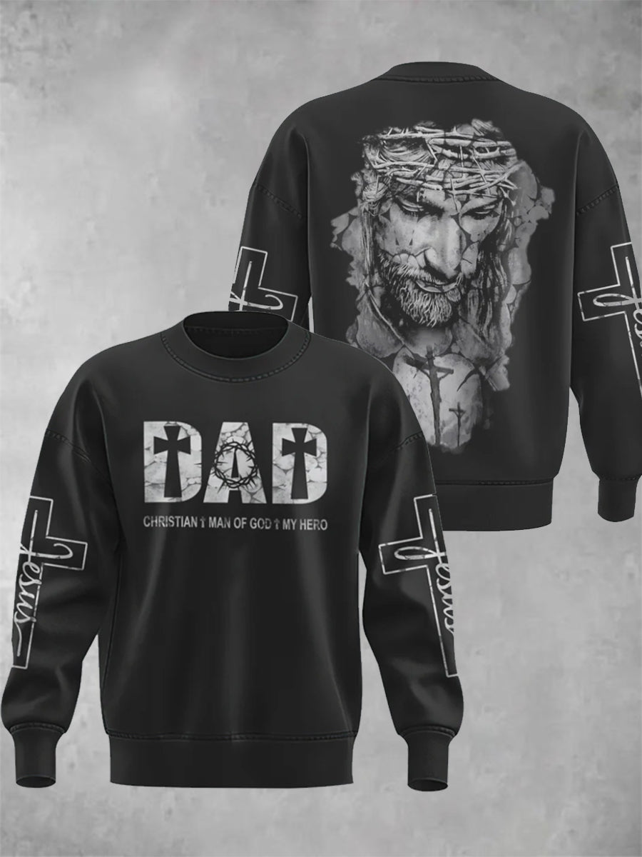 Men's   Dad Jesus Black And White Christian Sweatshirt