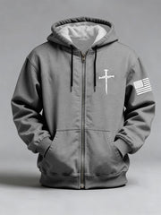 Men's Jesus The Way The Truth The Life John 14:6 Christian Cross Print Zip-Up Hoodie
