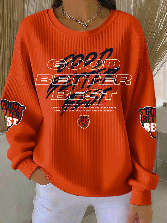 Women's Good Better Best Print Gift For Football Fans Gameday Casual Sweatshirt