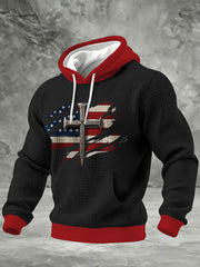 Men's Christian Cross Flag Checkered Cotton Hoodie